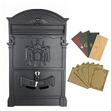 Yahead Outdoor Mailbox Retro Vintage European Aluminum Wall Mounted Mail Box Post Box Secure Letterb