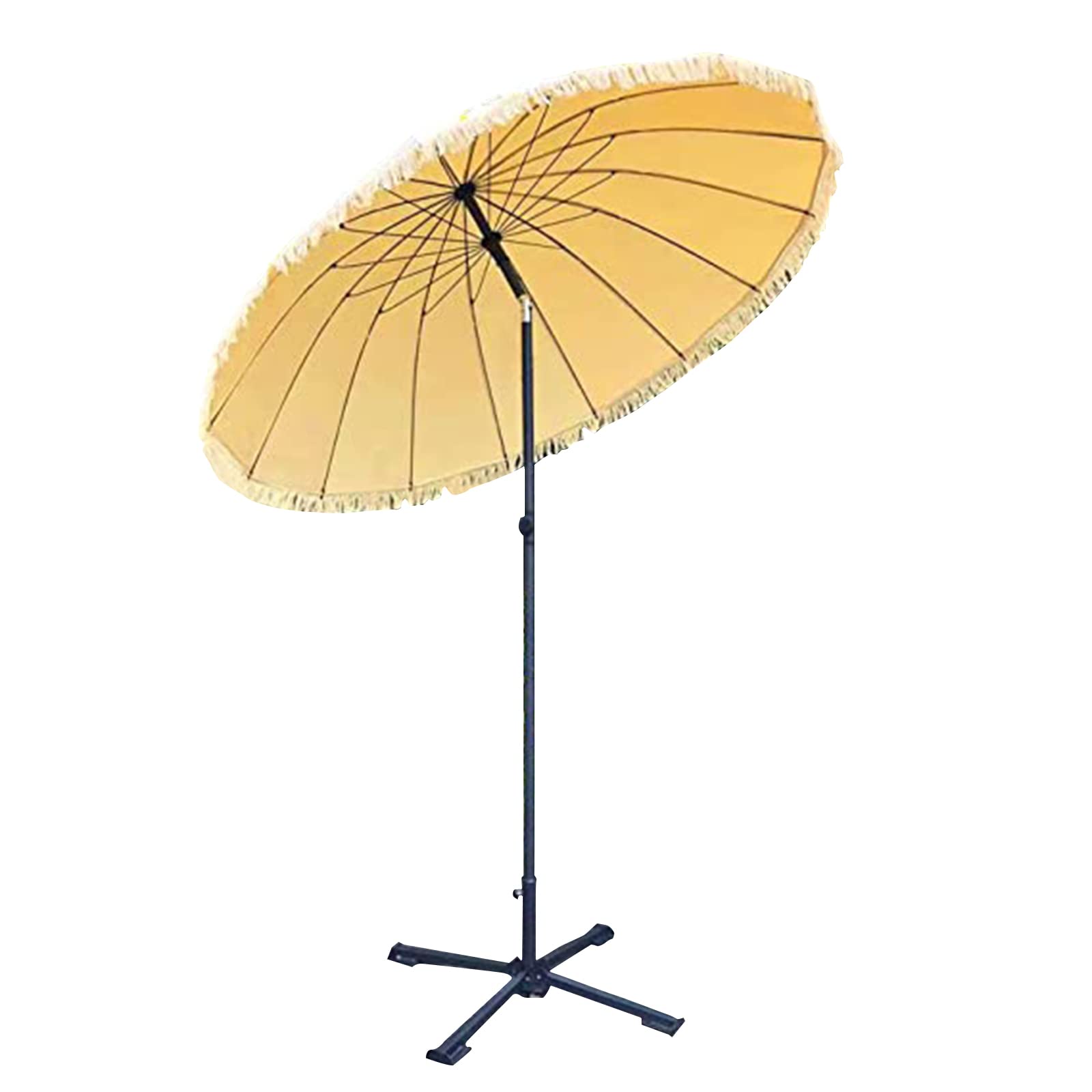 WDSOPK Patio Umbrella,Outdoor Umbrella,6.5ft Patio Umbrella With Fringe Outdoor Tassel Umbrella,Boho Beach Umbrella With Fringe,Outdoor Push Button Tilt Umbrella