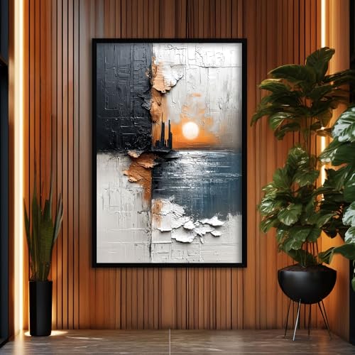 Image of The Castle Decor Abstract Wall Art | Big Size Modern Framed Painting for Living Room & Bedroom Decoration | Premium Gifting (20x30 Inches) (Design-5)