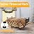 PROWORX Curved Firewood Rack Outdoor Indoor, Black 30 Inch Rustproof Fire Wood Storage Organizer, Metal Fireplace Log Holder with Removable Kindling Hooks