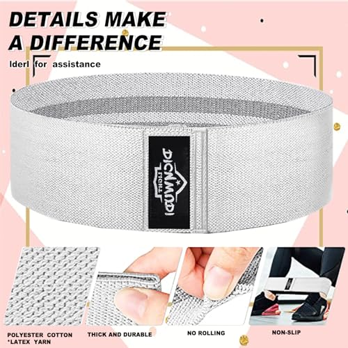 Image of DICYWUDI Fabric Resistance Bands for Working Out, 6Pack Non-Slip Exercise Bands for Women and Men, Fabric Booty Bands for Home, Fitness, Pilates, Stretching