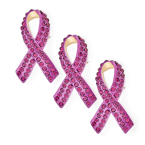 Image of Bling Jewelry Cancer Awareness Ribbon Brooch Pin - Silver Blue Pink Purple Crystal Enamel - Symbol of Support and Survival - Silver Gold Plated Accent - Thoughtful Jewelry for Women