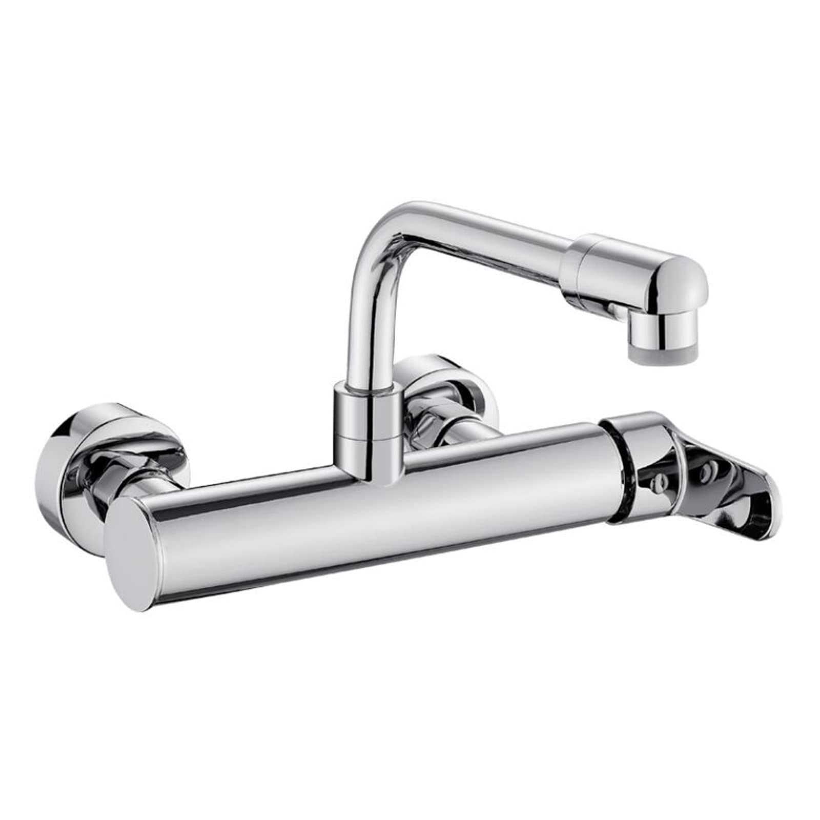 ASerZenith Kitchen Tap Wall Mount, Kitchen Sink Taps Brass Hot And Cold Dual Mode Swivel Wall Mount Kitchen Taps Chrome-23Cm