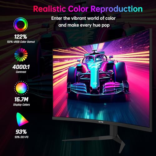 undefined KTC 32 Inch 240Hz Curved Gaming Monitor, 2K 1440P Computer PC Monitor with 1000R 1ms Frameless, Adaptive Sync,122% sRGB, HDMI, DisplayPort, Tilt Adjustable, H32S25E の商品画像 3