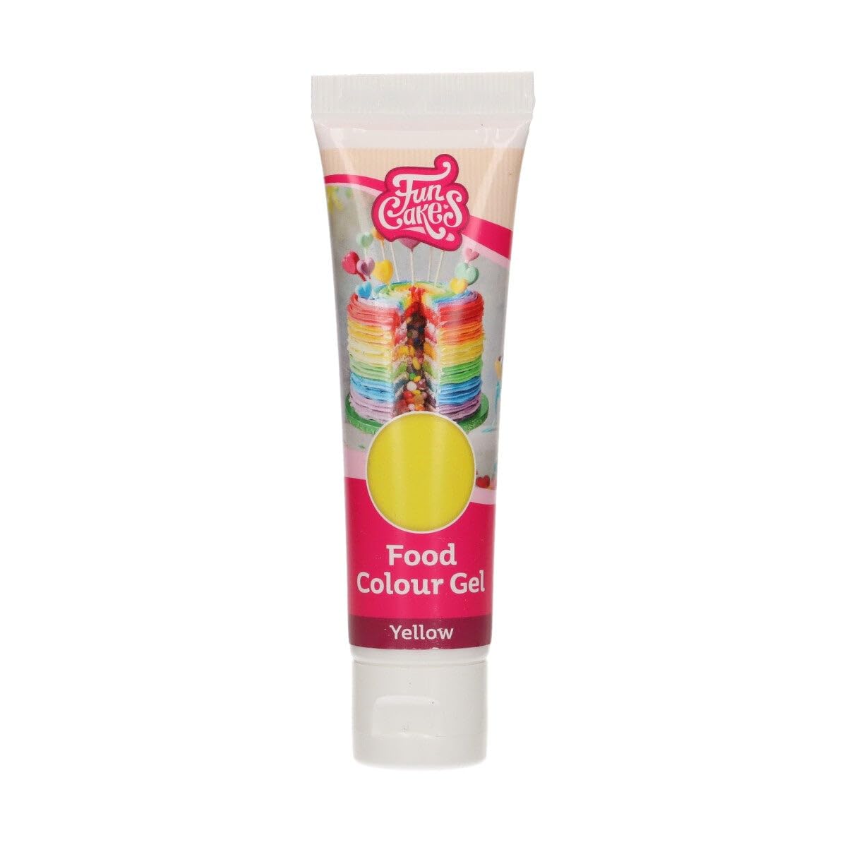 FunCakes Food Colour Gel Yellow: Highly Concentrated Food Colouring for Batter, Cream, Fondant, Marzipan, Dough. Single Drips to Create Vibrant Colours. Halal. 30 g.