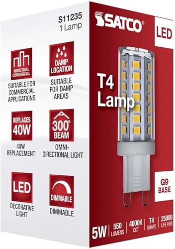 Miniatura 6 de Satco 11235-5WLEDG9840CL120VDIM (S11235) LED Bi Pin Halógenos Reemplazos