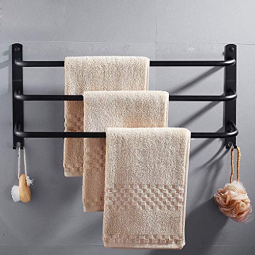 Porte-serviettes noir moulé double barre 50cm au design minimaliste chic