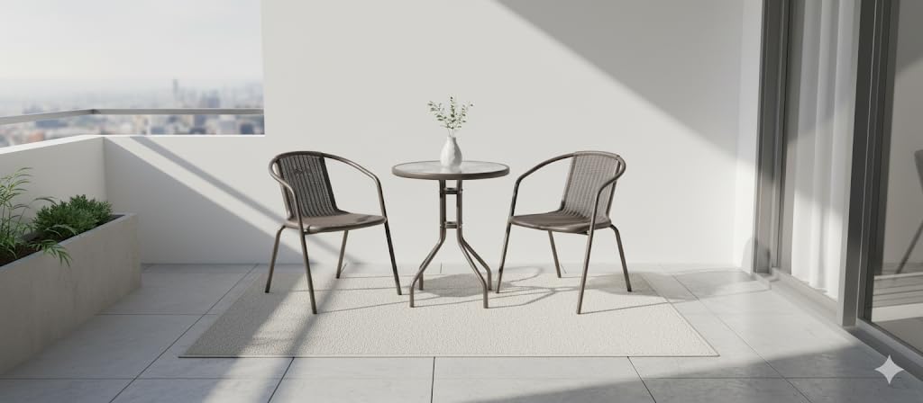 Vital Garden Dining Set 3 Piece Outdoor Furniture Patio Dining Table and Chair Balcony Dinner Table Dinner Chair Poly Rattan Anthracite & Grey