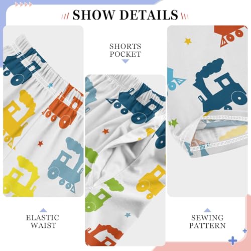 ZZXXB Colorful Steam Train Boys Long Pants Soft Trousers Elastic Waist Kids Lounge Bottoms with Pockets S-XL4