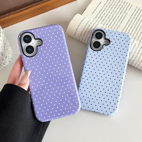 Sayoaho Compatible with iPhone 17 Case, Fashion Cute Polka Dot Pattern Aesthetic Design for Women, Soft TPU and Hard Back Shockproof Phone Case for iPhone 17 6.3 inch, Blue by Sayoaho - Image 8
