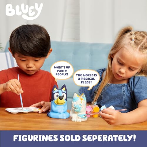 Image of Bluey Paint Your Own Figurine, Fun Paintable Ceramic Figure, Includes 6 Acrylic Paints, Paintbrush, Toys, Birthday Decorations, Party Favors, Kids Activities
