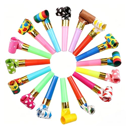 20 Pcs Party Blowers for Kids Adults Party Whistles Blowers Kids Colourful Blowouts Party Horn Noise Makers for Birthday Party Party Blowers for Adults Whistles for Party Bags Anniversary and Wedding