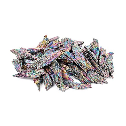 CXD-GEM Titanium Coated Black Kyanite Crystal Specimen Rainbow Aura Kyanite for Handmade, Pack of 10