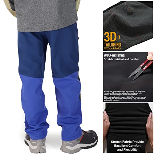Jessie Kidden 170801-16010-DARK BLUE-M Kids Boys Girls Youth Waterproof Windproof Hiking Ski Snow Pants Elastic Waist Warm Insulated Fleece Lined Winter Pants #16010-Dark Blue thumb #4