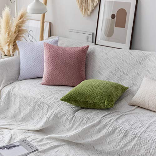 Ugasa Knitted Throw Pillow Covers, Plush Throw Pillow Cases, Square Cushion Covers For Home Decor, 2 Pieces (18"X18", Grass Green) #TOP6