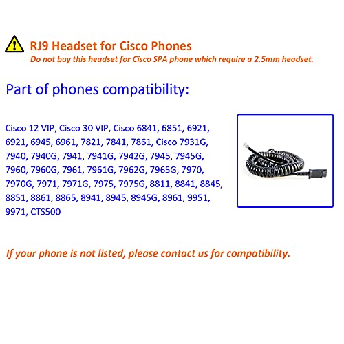 Mkj Cisco Telephone Headset With Microphone Noise Canceling Corded Rj9 Call Center Office Phone Headset For Cisco Cp-7861 7942G 7941G 7945G 7960 7961G 7962G 7965G 7971G 7975G 8841 8861 9951 9971 #TOP5