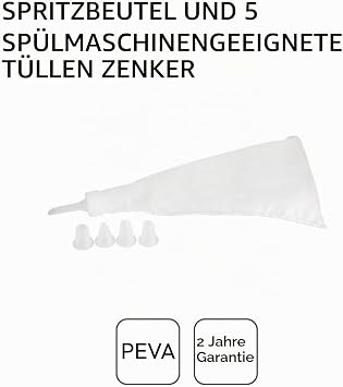 Zenker 44730 Spritzbeutel mit 5 Tüllen aus PEVA/PP Kunststoff weiß