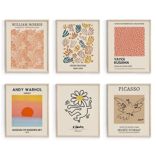 Image of Habseligkeit Retro Room Decor, Matisse Abstract Wall Art Prints, Minimalist Boho Bedroom Decor for Girs Unframed,11x14in, Set of 6