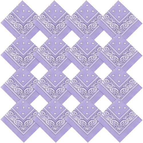 CECIAOAIME 16 Pcs Purple Bandanas Multi-Purpose Bandana Headbands Party Outdoor Head Scarf 22x22 inch Handkerchiefs for Women Men