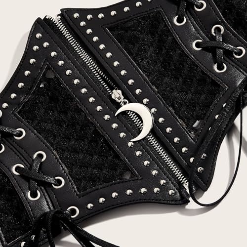 VASTLUCKY Women Elastic Waist Belt for Dresses Punk Mesh Cinch Corset Belt Goth Stretchy Waistband Belts4
