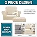 Turquoize 2 Piece Chair Covers for Living Room Armchair Cover Armchair Slipcovers with Arms Feature Thick Jacquard Fabric (Chair,Biscotti Beige)