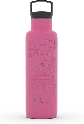 Miniatura 122 de Well Told Botella de agua aislada con mapa de Washington DC grabado, botella de acero inoxidable grabada (21 onzas, blanco) botella aislada de mapa