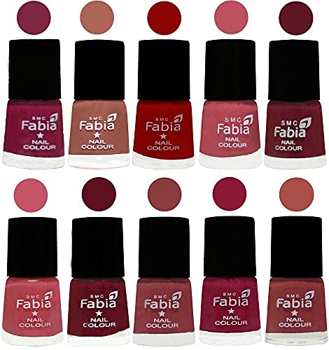 Image of SMC Fabia ALL IN ONE (PACK OF 10), Long Lasting Glossy Nail Polish, 6 ml Each, All Vibrant Colours,02394