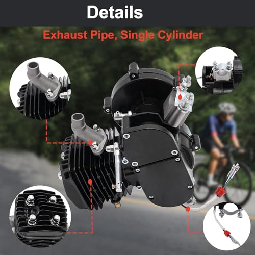 HETEPPTR 80CC 2 Stroke Bicycle Engine 1.65 HP Motorized Engine Single Cylinder Bike Engine Motor CDI for Most 26-28\" Mountain Bikes, Cruisers, Motorcycles