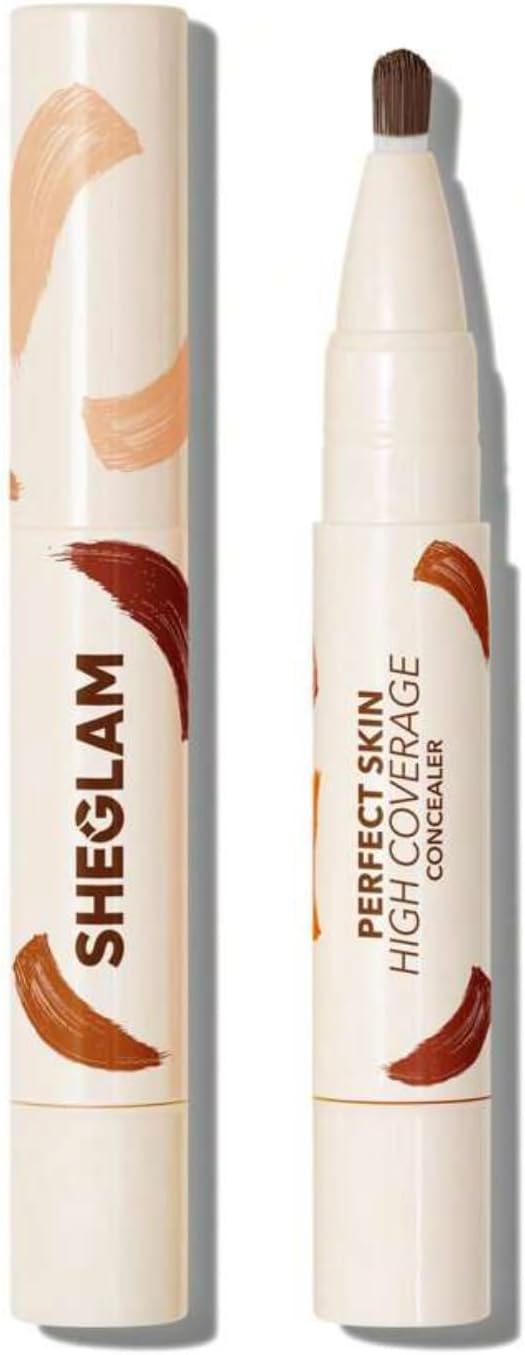 SHEGLAMPerfect Skin High Coverage Concealer - Liquid Concealer Brush Moisturizing Weightless All - Day Hydrate Concealer Makeup (Hazelnut)