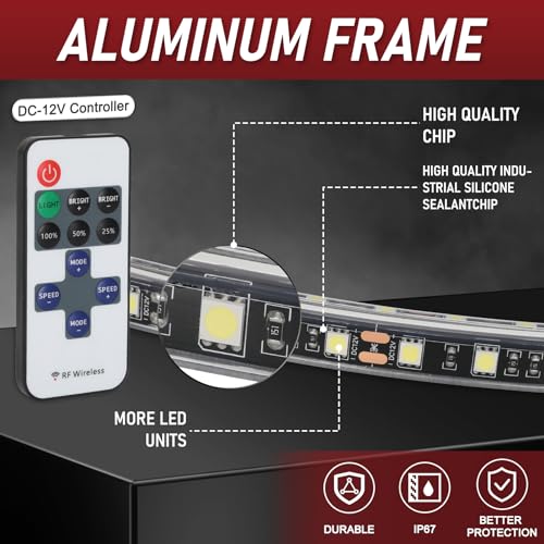4PCS 17" Double Row Wheel Lights for Truck Car SUV Pickup, Pure White Wheel Lights with Remote Control, Turn Signal & Brake Light Function, 5-24V by Sobalai - Used condition - Image 2
