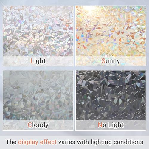 Image of WOO Home Frosted Glass Window Film & Stickers (18 X 96 INCH) Privacy Window Cover for Home & Office - Easy Apply, UV Protection, Removable Decorative Film (6d Stone Film | 1.5 X 8 SQFT)