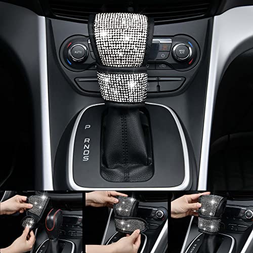 Image of CAR PASS 11 PCS Bling Diamond Car Accessories for Women, Sparkly Rhinestone Steering Wheel Cover, Bling Seat Belt Cushion, Glitter Shift Knob Cover, Car Cup Holder Coaster, Cute Interior Sets Silver