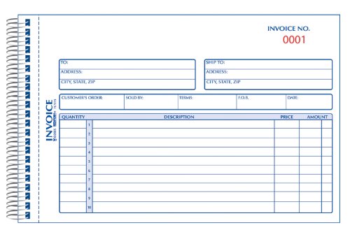 Cahier à spirale de factures numéroté 50 dupliques pour comptabilité
