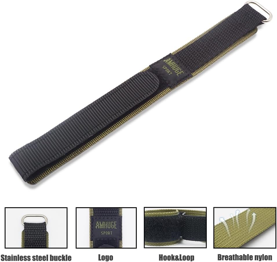 Hook & Loop Nylon Sport Watch Band-Waterproof Outdoor Watch Strap for Men or Women-Choice of Color & Width (18mm, 20mm, 22mm) image 2