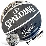 Spalding-Basketball Sketch Jump Indoor Outdoor schwarz Größe 7 inklusive Ballpumpe