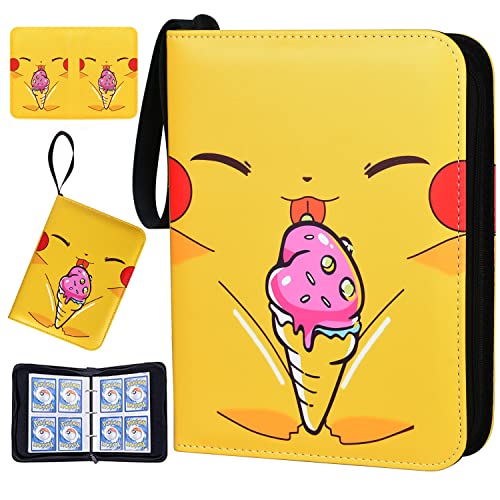 Kartenbinder mit 4 Fächern, Sammelkartenbinder mit 50 Hüllen, tragbarer Kartensammler mit Reißverschluss, bis zu 400 Karten für TCG-Spielkarten und Sport-Sammelkarten Cover