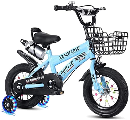 12インチ、14インチ、16インチ、18インチの子供用自転車、補助輪付きウォーターボトルとスタンド。2~13歳の男の子と女の子に適しています(カラー:レッドサイズ:18インチ)(ブルー12インチ)。