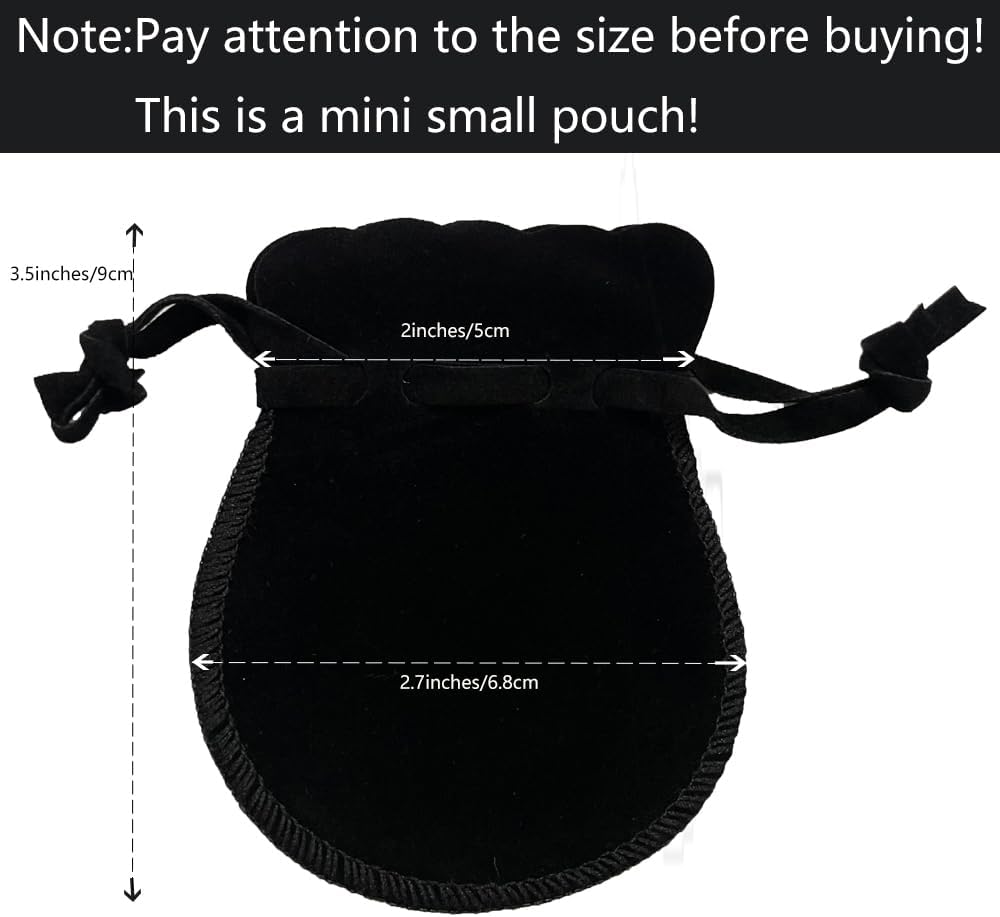 10pcs Mini Small Velvet Drawstring Pouches Gift Bags for Jewelry,Ring,Earrings,Earphone,Wedding Favors, Party Favors,2.7" X 3.5"（black） image 2