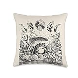 Cottagecore Aesthetic Frog Styles Cute Cottagecore Aesthetic Frog Mushroom Moon Witchy Vintage Throw...