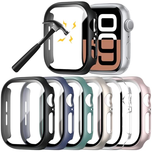 Rontion 6 Pack Hard PC Case Compatible with Apple Watch Series 11/10 42mm with Tempered Glass Screen Protector, Ultra-Thin Scratch Resistant Protective Bumper Covers for iWatch 11/10 42mm Accessories