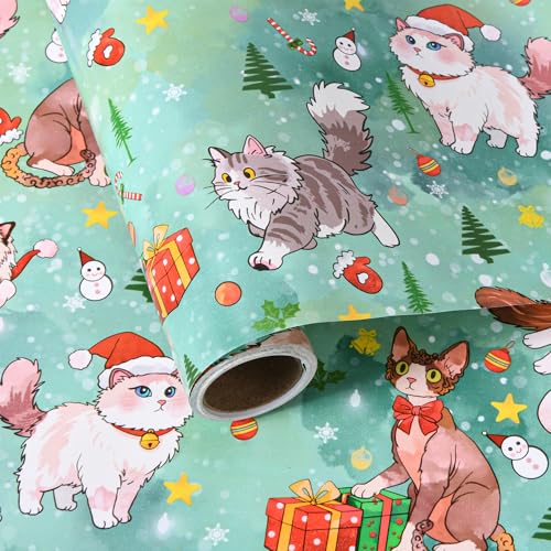 Titiweet Cat Christmas Wrapping Paper - 17" x 16.4 ft