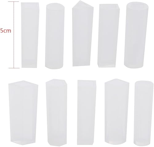 Miniatura 3 de Juego de 10 moldes de silicona para hacer joyas de resina para hacer manualidades con dije, cilindros a rayas, moldes de silicona de color blanco