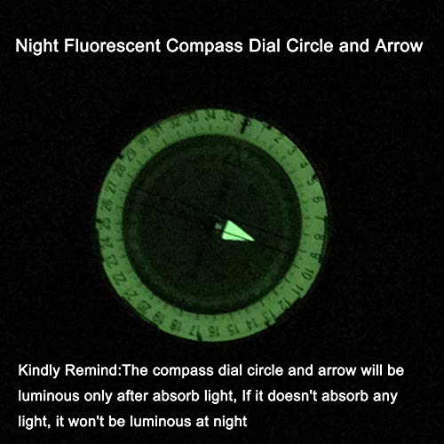 Detuck Military Compass Metal Sighting Lensatic Compass, Night Fluorescent, Impact Resistant And Waterproof, Survival Navigation Compass For Hiking, Camping, Hunting, Backpacking #TOP4