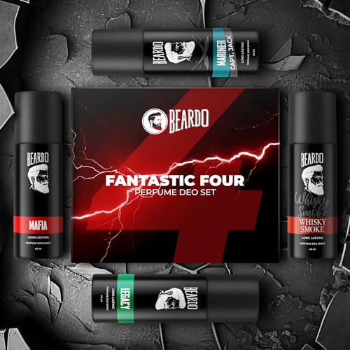 Beardo Fantastic 4 Perfume Body Spray Gift Set for Men 4X40ml | Long Lasting Fragrances | Legacy, Mafia, Mariner Capt Jack and Whisky Smoke Perfume Body Spray | Rakhi Gift for... - Image 6