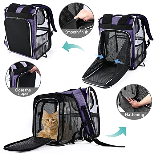 Baglher Expandable Pet Carrier Backpack，Pet Bubble Backpack For Small Cats Puppies Dogs Bunny, Airline-Approved Ventilate Transparent Capsule Backpack For Travel, Hiking And Outdoor Use Purple #TOP5