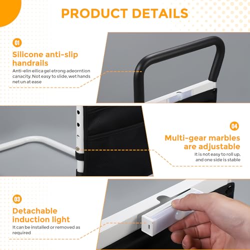 Barandillas de cama para mayores con luz y bolsa 6