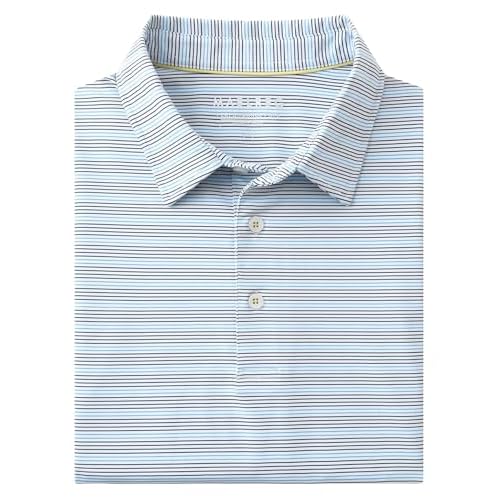 M MAELREG Golf Shirts for Men Moisture Wicking Dry Fit Striped Polo Performance Sport Mens Polo Shirts Short Sleeve