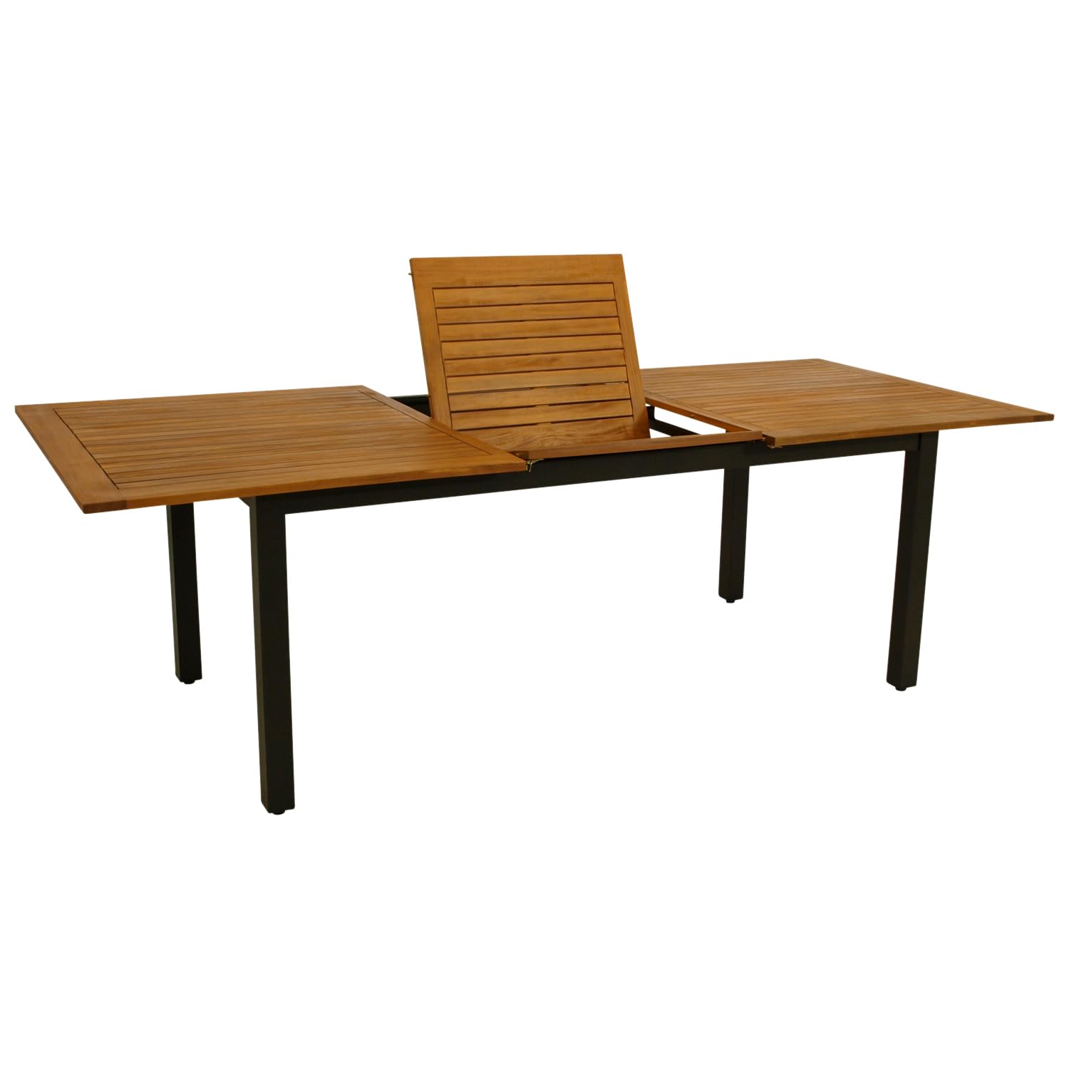 DEGAMO Gartentisch Ausziehtisch SARONNO 180/240x100cm, Aluminium anthrazit + Akazienholz geölt, Outdoor, FSC®-Zertifiziert