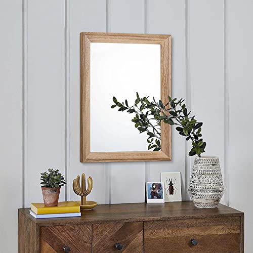 AAZZKANG Rustic Mirrors for Wall Rectangle Wood Frame Mirror Farmhouse Bedroom Bathroom Decorative Mirror - Image 3