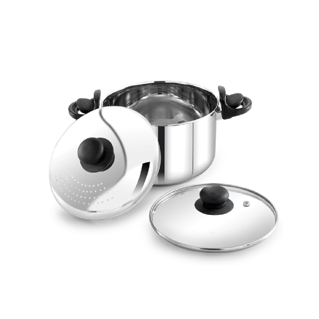Praylady Stainless Steel Strainer Pot - 3L, Induction Base -1 Praylady Stainless Steel Strainer Pot - 3L, Induction Base -1